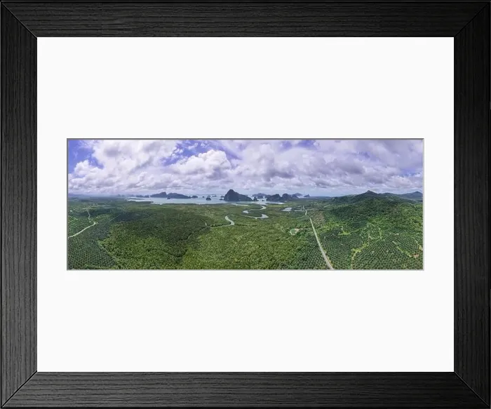Framed Print : Aerial view panorama Drone shot of Sametnangshe landscape view located in Phang-nga Thailand Framed Print : Aerial view panorama Drone shot of Sametnangshe landscape view located in Phang-nga Thailand