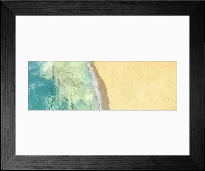 Framed Print : Sea with waves and sand view from a drone, from above. Sea coast. Beach background. Banner. Vacation, travel concept Framed Print : Sea with waves and sand view from a drone, from above. Sea coast. Beach background. Banner. Vacation, travel concept