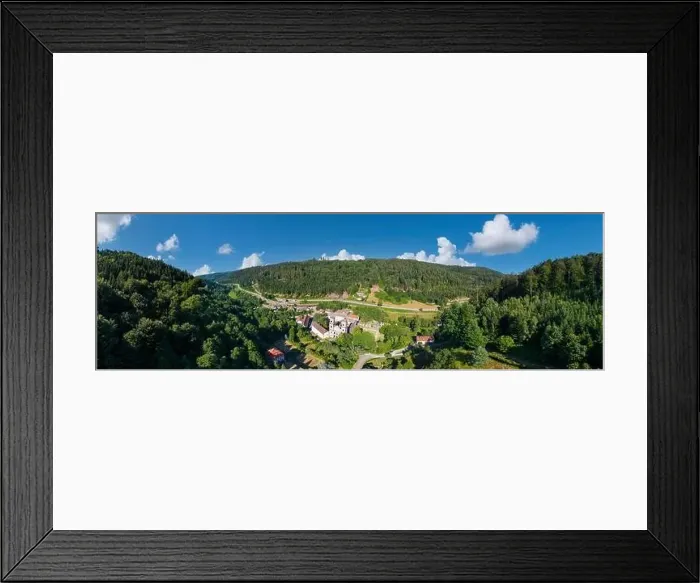 Framed Print : Panorama with the Frauenalb monastery and the landscape of the Alb valley, Marxzell, Baden-Wuerttemberg, Germany, Europe Framed Print : Panorama with the Frauenalb monastery and the landscape of the Alb valley, Marxzell, Baden-Wuerttemberg, Germany, Europe