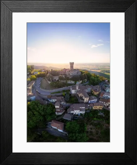 Framed Print : Aerial view of Cigognola Castle - vineyards and countryside in background, Oltrepo Pavese, Pavia, Lombardy, Italy Framed Print : Aerial view of Cigognola Castle - vineyards and countryside in background, Oltrepo Pavese, Pavia, Lombardy, Italy