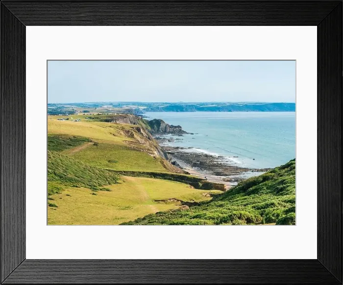 Framed Print : Cliffs on the Sandymouth Bay Beach from a drone, National Trust, Bude, Cornwall, England, Europe Framed Print : Cliffs on the Sandymouth Bay Beach from a drone, National Trust, Bude, Cornwall, England, Europe