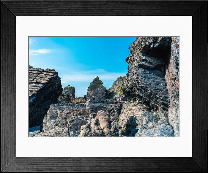 Framed Print : Cliffs on the Sandymouth Bay Beach from a drone, National Trust, Bude, Cornwall, England, Europe Framed Print : Cliffs on the Sandymouth Bay Beach from a drone, National Trust, Bude, Cornwall, England, Europe