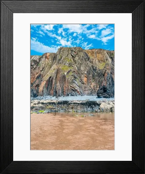 Framed Print : Cliffs on the Sandymouth Bay Beach from a drone, National Trust, Bude, Cornwall, England, Europe Framed Print : Cliffs on the Sandymouth Bay Beach from a drone, National Trust, Bude, Cornwall, England, Europe