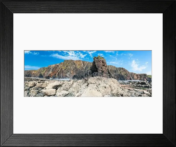 Framed Print : Cliffs on the Sandymouth Bay Beach from a drone, National Trust, Bude, Cornwall, England, Europe Framed Print : Cliffs on the Sandymouth Bay Beach from a drone, National Trust, Bude, Cornwall, England, Europe