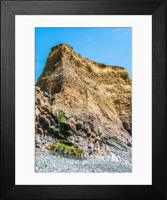 Framed Print : Cliffs on the Sandymouth Bay Beach from a drone, National Trust, Bude, Cornwall, England, Europe Framed Print : Cliffs on the Sandymouth Bay Beach from a drone, National Trust, Bude, Cornwall, England, Europe