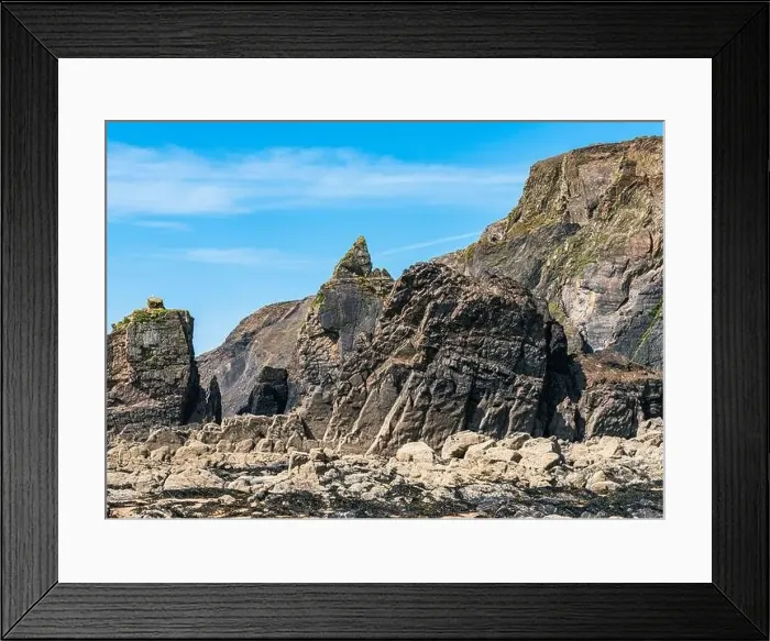 Framed Print : Cliffs on the Sandymouth Bay Beach from a drone, National Trust, Bude, Cornwall, England, Europe Framed Print : Cliffs on the Sandymouth Bay Beach from a drone, National Trust, Bude, Cornwall, England, Europe