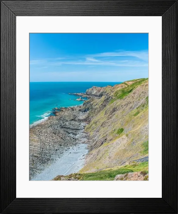Framed Print : Caunter Beach and Cliffs from a drone Framed Print : Caunter Beach and Cliffs from a drone