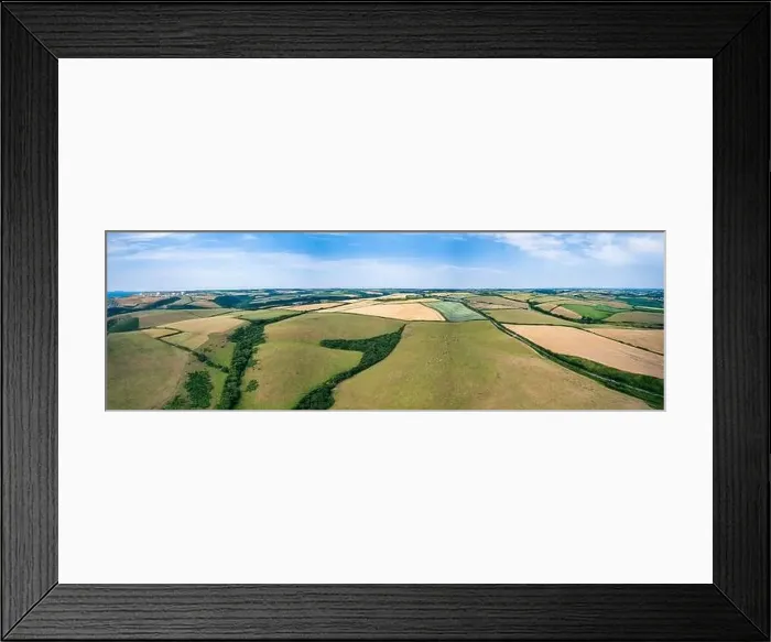 Framed Print : Top Down Fields and farmlands from a drone, Devon, England, Europe Framed Print : Top Down Fields and farmlands from a drone, Devon, England, Europe