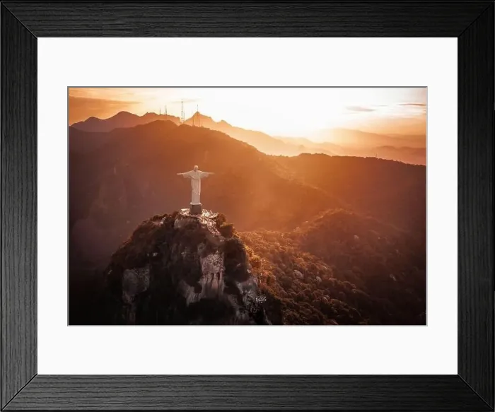 Framed Print : Christ the Redeemer Statue on top of Corcovado Mountain at sunset - Rio de Janeiro, Brazil Framed Print : Christ the Redeemer Statue on top of Corcovado Mountain at sunset - Rio de Janeiro, Brazil