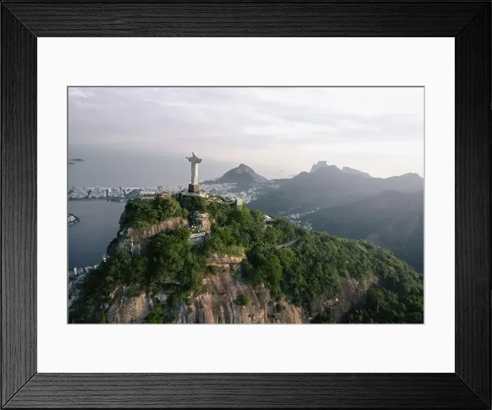 Framed Print : Aerial view of Christ the Redeemer Statue and Corcovado Mountain - Rio de Janeiro, Brazil Framed Print : Aerial view of Christ the Redeemer Statue and Corcovado Mountain - Rio de Janeiro, Brazil