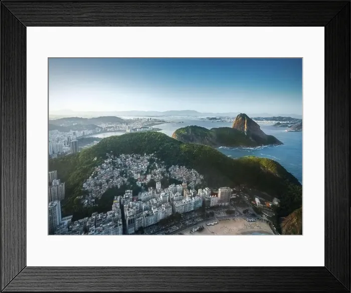 Framed Print : Aerial view of Rio with Sugarloaf Mountain and Leme beach - Rio de Janeiro, Brazil Framed Print : Aerial view of Rio with Sugarloaf Mountain and Leme beach - Rio de Janeiro, Brazil