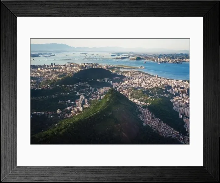 Framed Print : Aerial view of Rio with Santa Marta Hill and Rio-Niteroi Bridge - Rio de Janeiro, Brazil Framed Print : Aerial view of Rio with Santa Marta Hill and Rio-Niteroi Bridge - Rio de Janeiro, Brazil