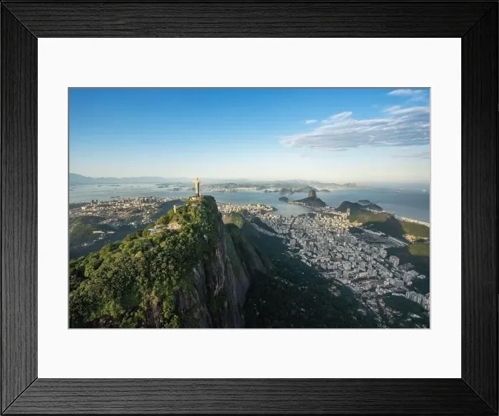 Framed Print : Aerial view of Rio skyline with Corcovado Mountain, Sugarloaf Mountain and Guanabara Bay - Rio de Janeiro, Brazil Framed Print : Aerial view of Rio skyline with Corcovado Mountain, Sugarloaf Mountain and Guanabara Bay - Rio de Janeiro, Brazil