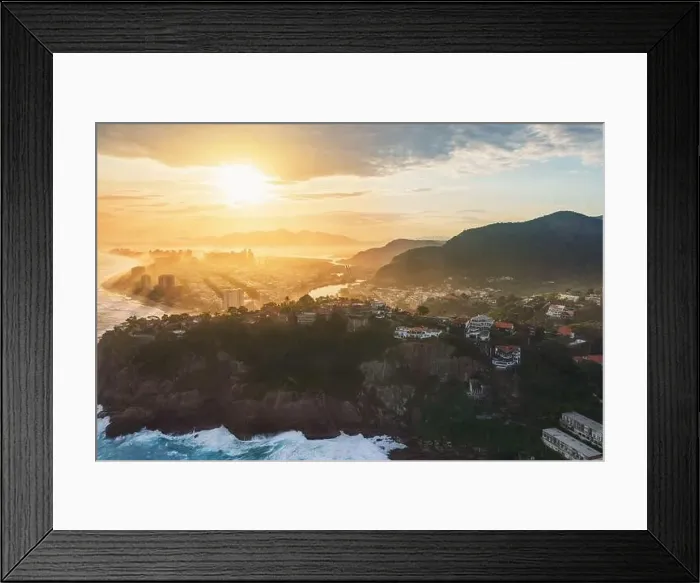 Framed Print : Aerial view of Barra da Tijuca Ponta da Joatinga at sunset - Rio de Janeiro, Brazil Framed Print : Aerial view of Barra da Tijuca Ponta da Joatinga at sunset - Rio de Janeiro, Brazil