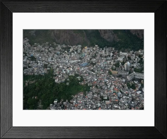 Framed Print : Aerial view of Vidigal Favela at Dois Irmaos Mountain (Morro Dois Irmaos) - Rio de Janeiro, Brazil Framed Print : Aerial view of Vidigal Favela at Dois Irmaos Mountain (Morro Dois Irmaos) - Rio de Janeiro, Brazil