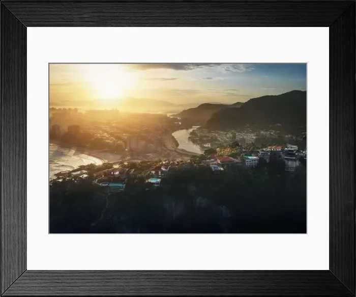 Framed Print : Aerial view of Barra da Tijuca Ponta da Joatinga at sunset - Rio de Janeiro, Brazil Framed Print : Aerial view of Barra da Tijuca Ponta da Joatinga at sunset - Rio de Janeiro, Brazil