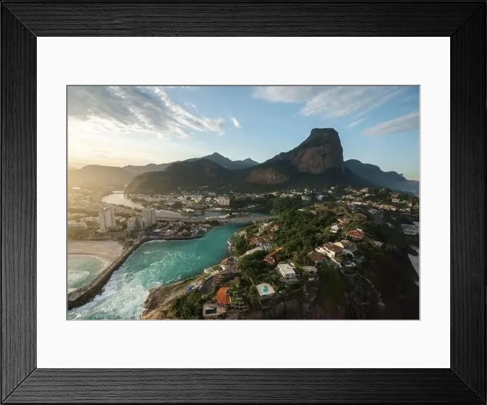 Framed Print : Aerial view of Joa and Pedra da Gavea Hill - Rio de Janeiro, Brazil