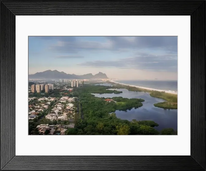 Framed Print : Aerial view of Marapendi Lagoon and Reserve at Barra da Tijuca at sunset - Rio de Janeiro, Brazil Framed Print : Aerial view of Marapendi Lagoon and Reserve at Barra da Tijuca at sunset - Rio de Janeiro, Brazil