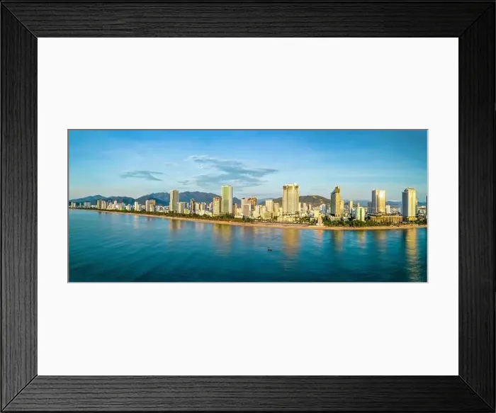 Framed Print : The coastal city of Nha Trang seen from above in the morning Framed Print : The coastal city of Nha Trang seen from above in the morning