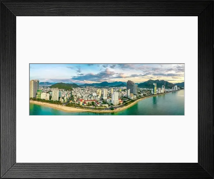 Framed Print : The coastal city of Nha Trang seen from above in the morning Framed Print : The coastal city of Nha Trang seen from above in the morning