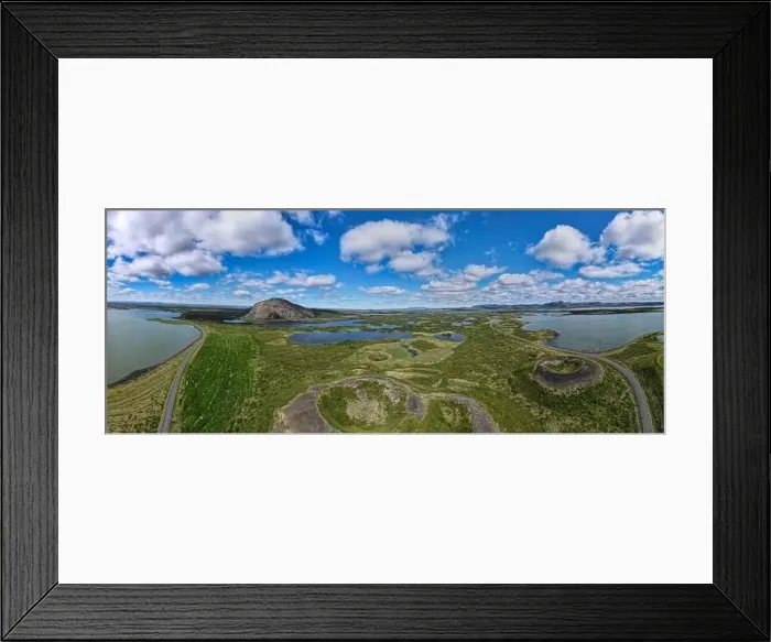 Framed Print : Drone view at crater near lake Myvatn on Iceland Framed Print : Drone view at crater near lake Myvatn on Iceland