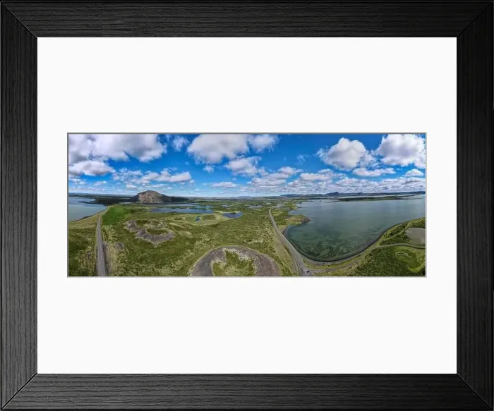 Framed Print : Drone view at crater near lake Myvatn on Iceland Framed Print : Drone view at crater near lake Myvatn on Iceland
