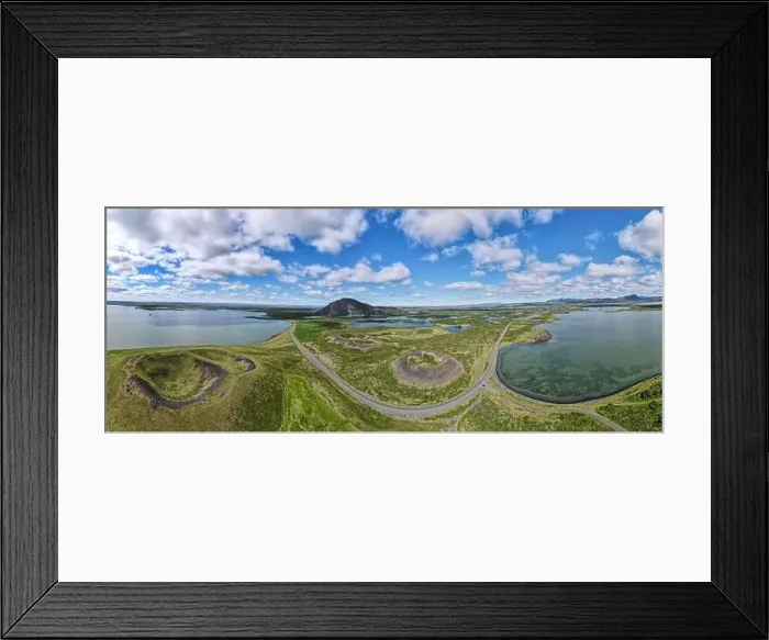 Framed Print : Drone view at crater near lake Myvatn on Iceland Framed Print : Drone view at crater near lake Myvatn on Iceland