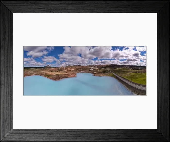 Framed Print : Drone view at geothermal park near lake Myvatn on Iceland Framed Print : Drone view at geothermal park near lake Myvatn on Iceland