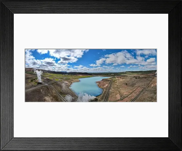 Framed Print : Drone view at geothermal park near lake Myvatn on Iceland Framed Print : Drone view at geothermal park near lake Myvatn on Iceland