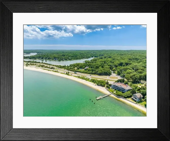 Framed Print : aerial view of water front properties on noyac road and paynes creek Framed Print : aerial view of water front properties on noyac road and paynes creek