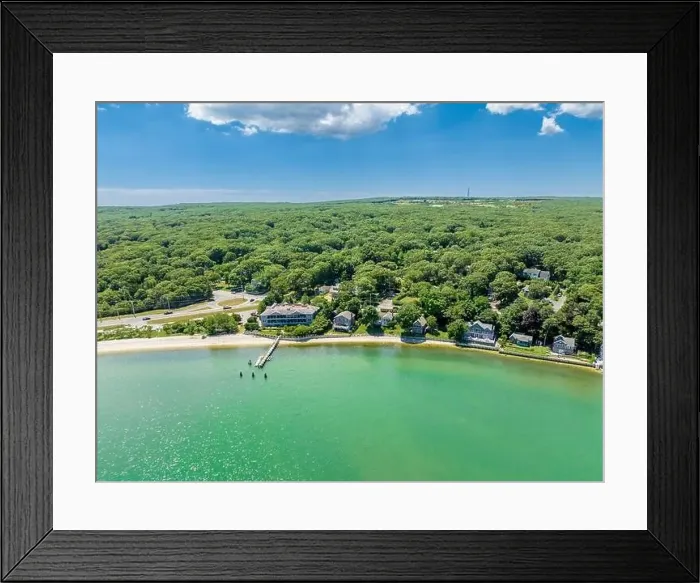 Framed Print : aerial view of water front properties on noyac road Framed Print : aerial view of water front properties on noyac road