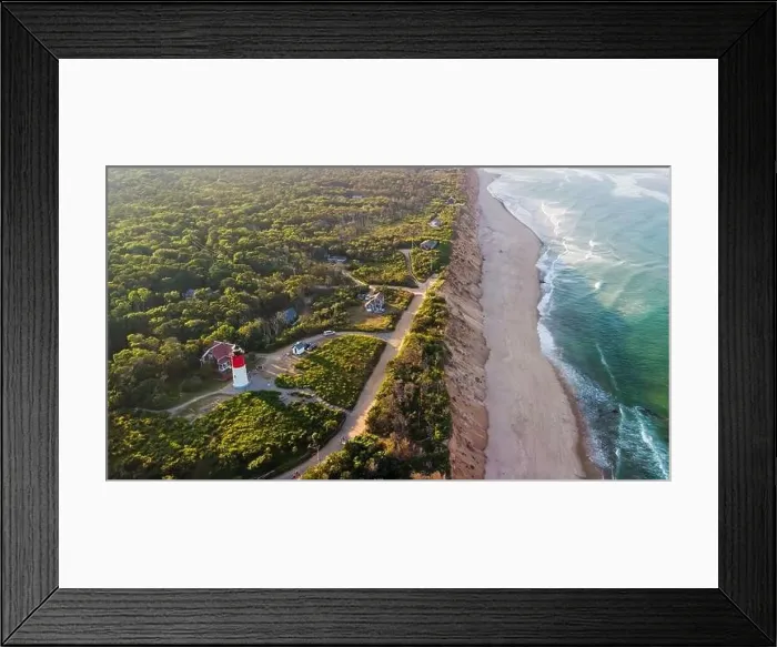 Framed Print : Nauset Beach with Nauset Light, aerial view Framed Print : Nauset Beach with Nauset Light, aerial view