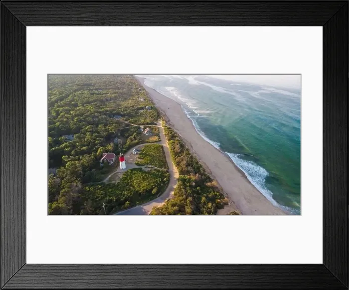 Framed Print : Nauset Beach with Nauset Light, aerial view Framed Print : Nauset Beach with Nauset Light, aerial view