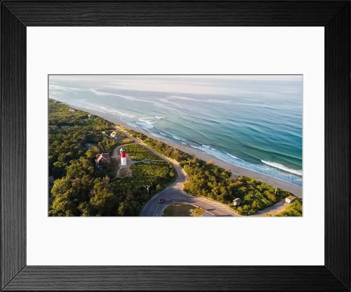 Framed Print : Nauset Beach with Nauset Light, aerial view Framed Print : Nauset Beach with Nauset Light, aerial view