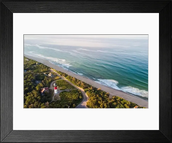 Framed Print : Nauset Beach with Nauset Light, aerial view Framed Print : Nauset Beach with Nauset Light, aerial view