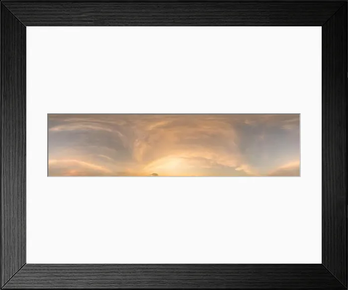 Framed Print : Bright sunset sky panorama with Cirrus clouds Framed Print : Bright sunset sky panorama with Cirrus clouds