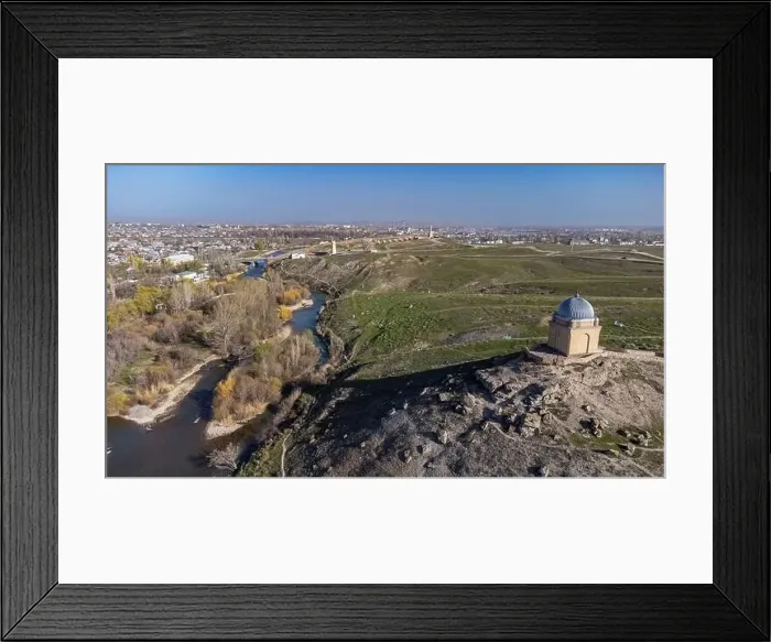 Framed Print : Aerial of the Mausoleum of Tekturmas, Taraz, Kazakhstan, Central Asia, Asia Framed Print : Aerial of the Mausoleum of Tekturmas, Taraz, Kazakhstan, Central Asia, Asia