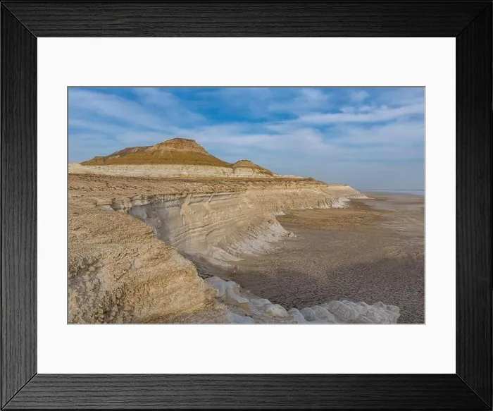 Framed Print : Aerial of massive rock cliff, Sor Tuzbair, a solonchak (salt marsh), Mangystau, Kazakhstan, Central Asia, Asia Framed Print : Aerial of massive rock cliff, Sor Tuzbair, a solonchak (salt marsh), Mangystau, Kazakhstan, Central Asia, Asia