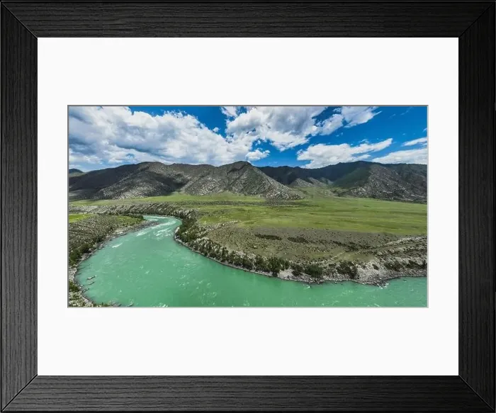 Framed Print : Landscape of mountains and rivers in summer. Aerial view Framed Print : Landscape of mountains and rivers in summer. Aerial view