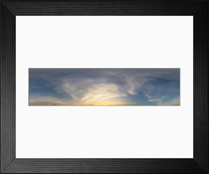 Framed Print : Bright sunset sky panorama with Cirrus clouds Framed Print : Bright sunset sky panorama with Cirrus clouds
