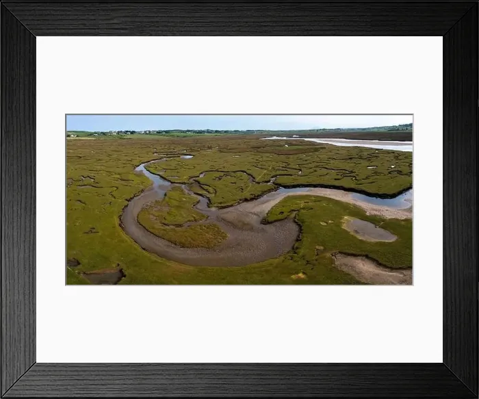 Framed Print : A view of the creeks and pools and rivers of the Carrowmore Lacken saltmarsh in northern County Mayo Framed Print : A view of the creeks and pools and rivers of the Carrowmore Lacken saltmarsh in northern County Mayo