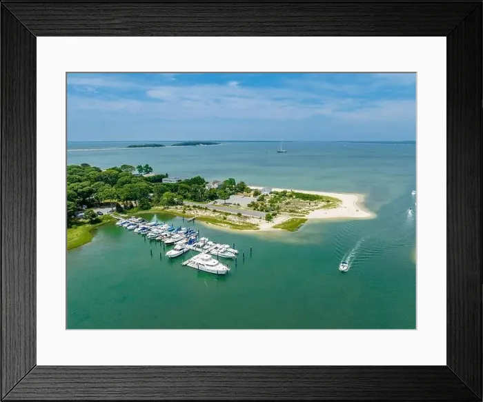 Framed Print : Aerial view of Northampton Colony Yacht club, sag harbor, ny