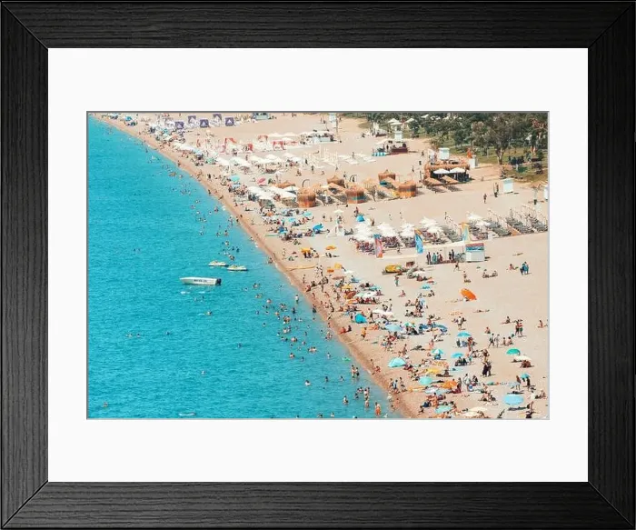 Framed Print : 04 June 2022, Antalya, Turkey: Crowded city beach with hundreds of vacationers and tourists resting Framed Print : 04 June 2022, Antalya, Turkey: Crowded city beach with hundreds of vacationers and tourists resting
