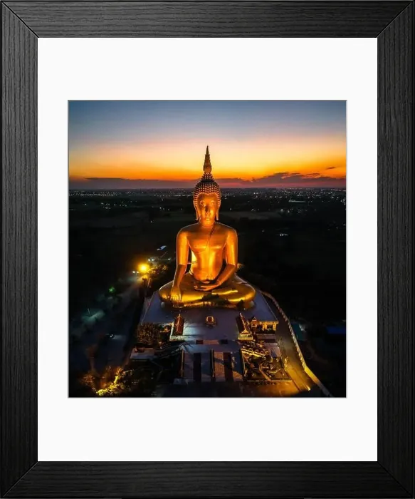 Framed Print : Big Buddha during sunset at Wat Muang in Ang Thong, Thailand Framed Print : Big Buddha during sunset at Wat Muang in Ang Thong, Thailand