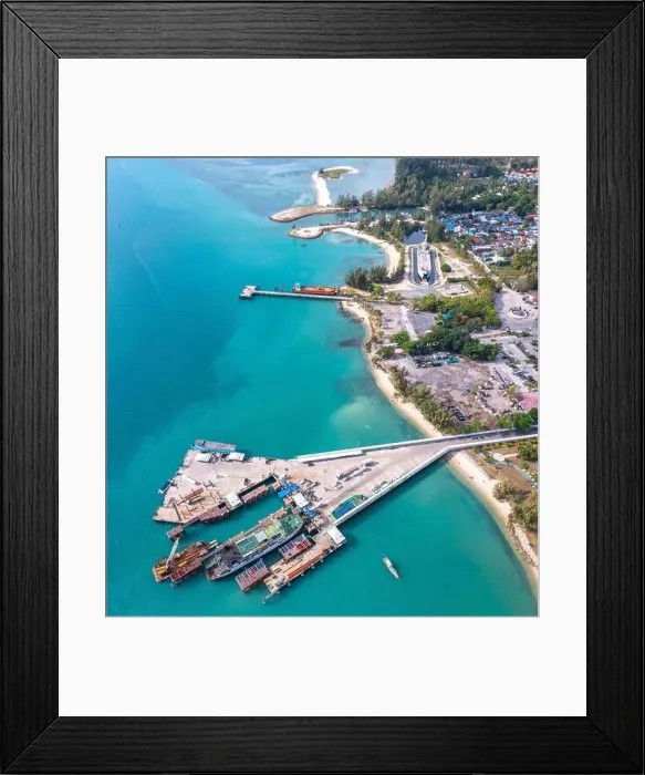 Framed Print : Aerial view of Thong Sala pier, boat and koh Tae Nai in koh Phangan, Thailand Framed Print : Aerial view of Thong Sala pier, boat and koh Tae Nai in koh Phangan, Thailand