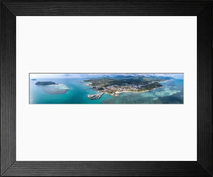 Framed Print : Aerial view of Thong Sala pier, boat and koh Tae Nai in koh Phangan, Thailand Framed Print : Aerial view of Thong Sala pier, boat and koh Tae Nai in koh Phangan, Thailand