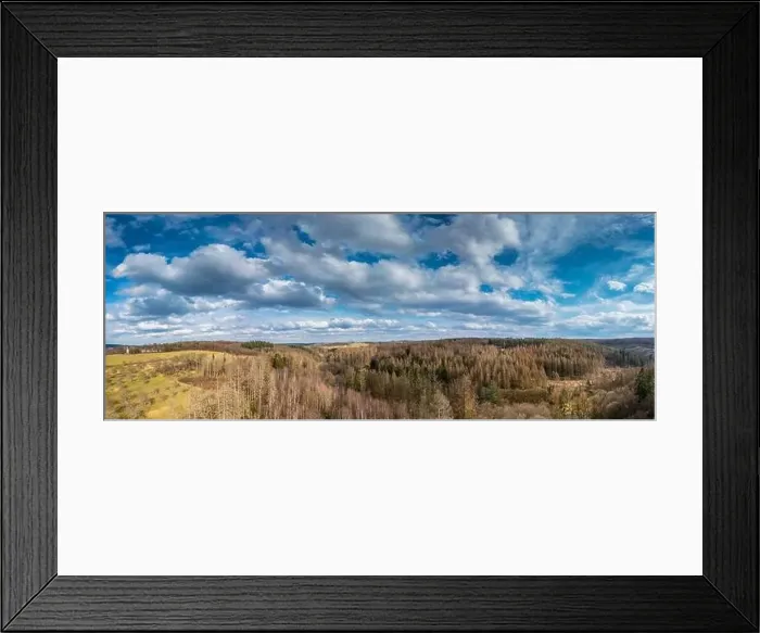 Framed Print : Aerial view over forests and meadows of Westerwald, Altenkirchen, Germany Framed Print : Aerial view over forests and meadows of Westerwald, Altenkirchen, Germany