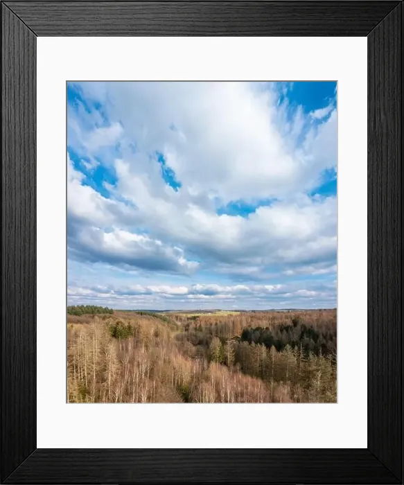 Framed Print : Aerial view over forests and meadows of Westerwald, Altenkirchen, Germany Framed Print : Aerial view over forests and meadows of Westerwald, Altenkirchen, Germany