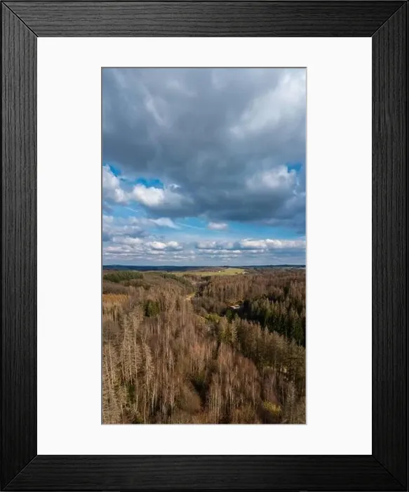 Framed Print : Aerial view over forests and meadows of Westerwald, Altenkirchen, Germany Framed Print : Aerial view over forests and meadows of Westerwald, Altenkirchen, Germany