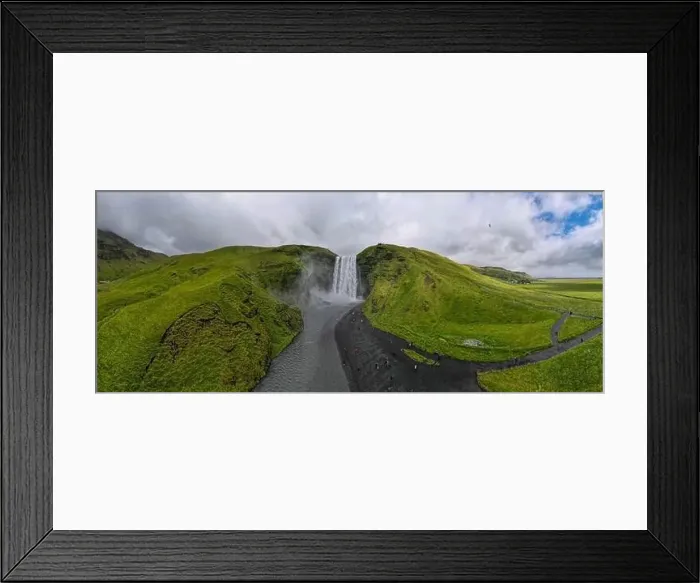 Framed Print : Drone view at Skogafoss waterfall on iceland Framed Print : Drone view at Skogafoss waterfall on iceland